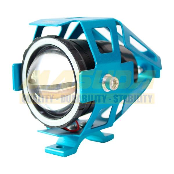 FARO AUXILIAR HYPER LED LUPA OJO DE DIABLO Y DE ANGEL 12V 18W 6000K 2000LM CUERPO AZUL EXPLORADORA